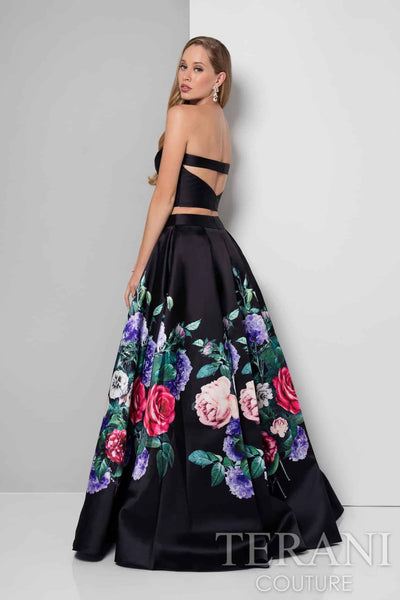 Strapless Sweetheart Floral Print Prom Ball Gown - 1711P2703