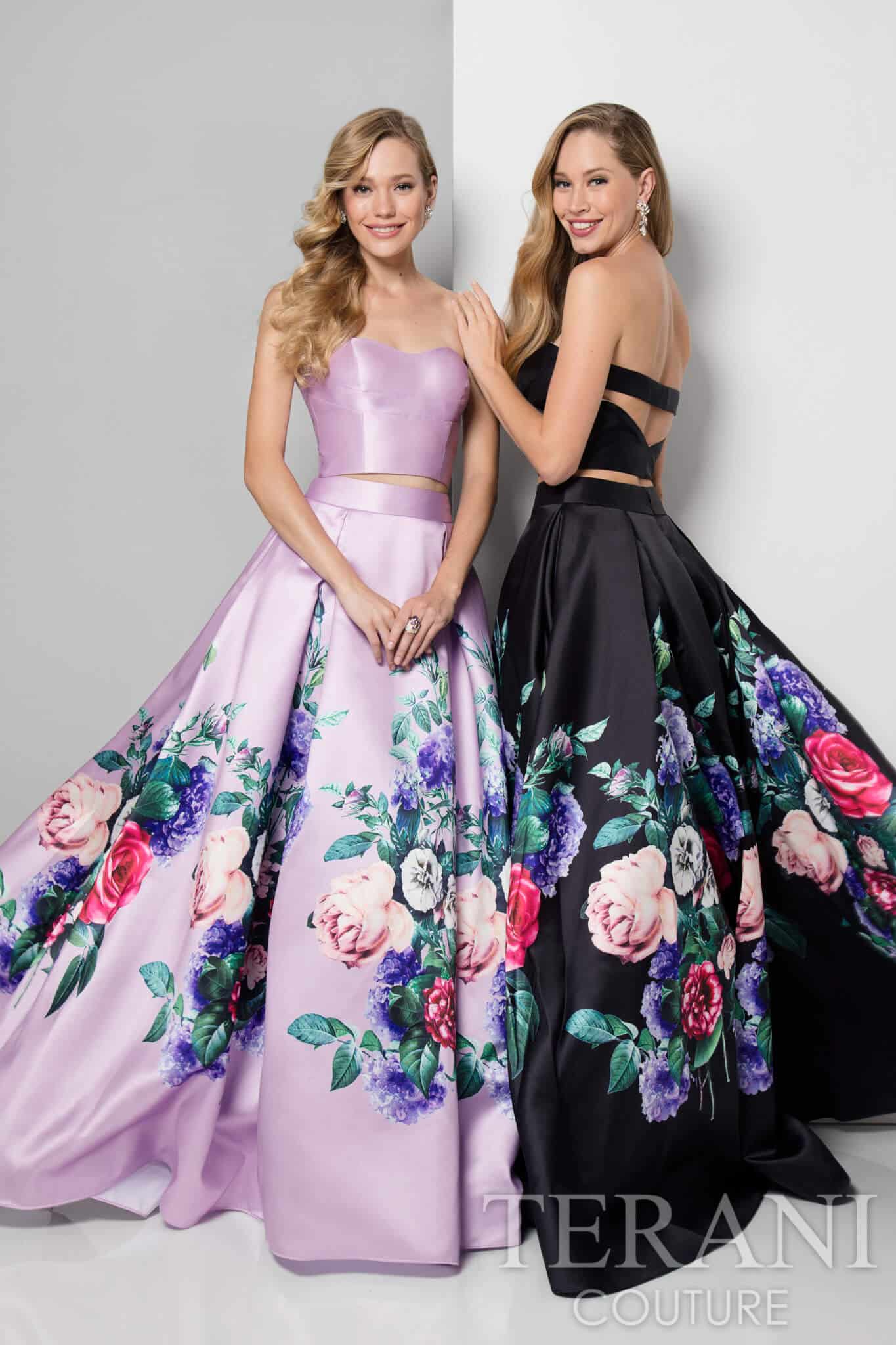 Strapless Sweetheart Floral Print Prom Ball Gown - 1711P2703