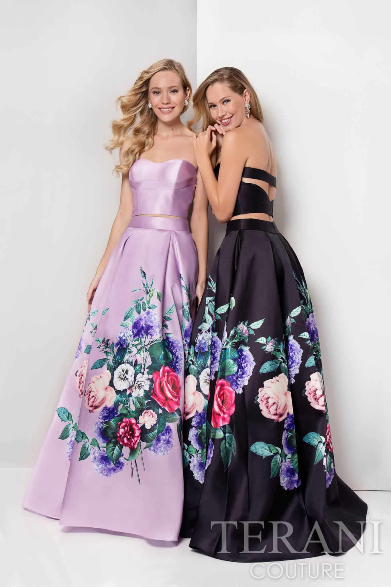 Strapless Sweetheart Floral Print Prom Ball Gown - 1711P2703