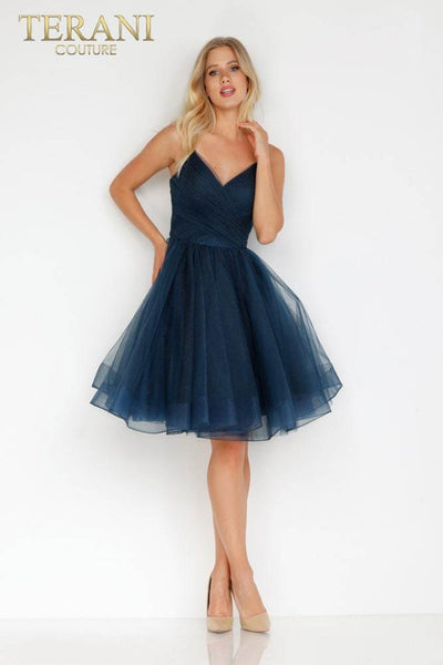 Spaghetti Strap Low Back Glitter Tulle Short Ball Gown - 1821H7761