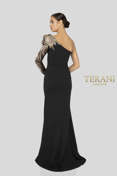 Embellished One Sleeve Evening Gown-1911E9094