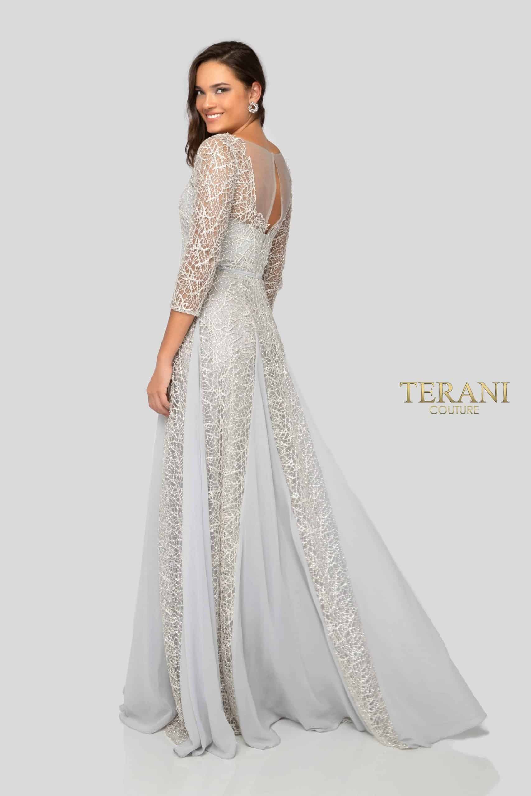 3/4 Sleeves Sheer Top Sweetheart Neck Long Ball Gown - 1911M9297