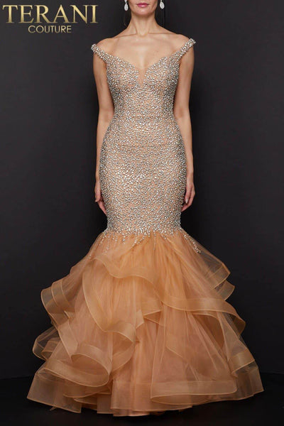 Off-the-Shoulder Mermaid Wedding Dress with Crystal - 1911P8363