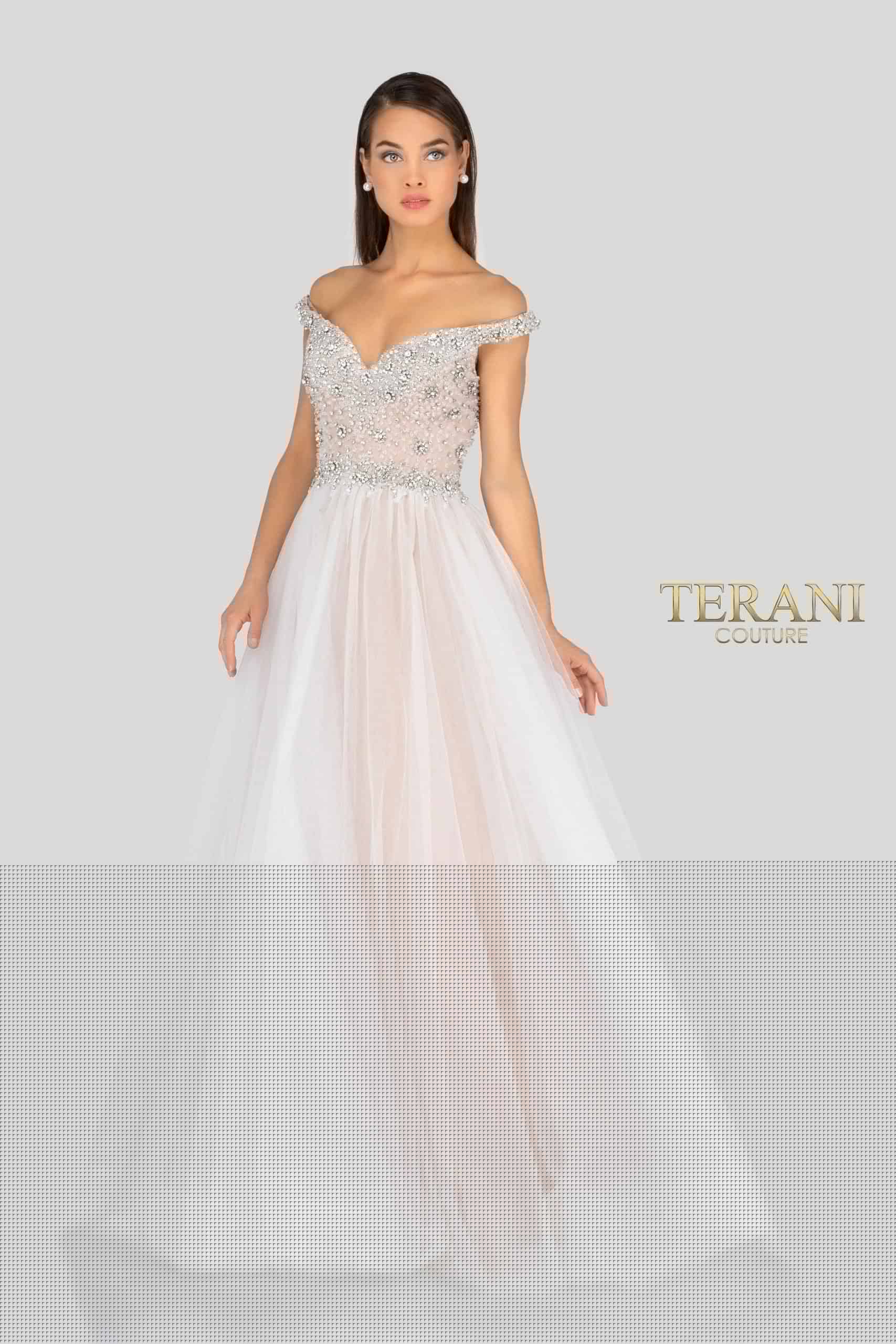 Off-Shoulder Beaded Long Ball Gown - 1911P8543