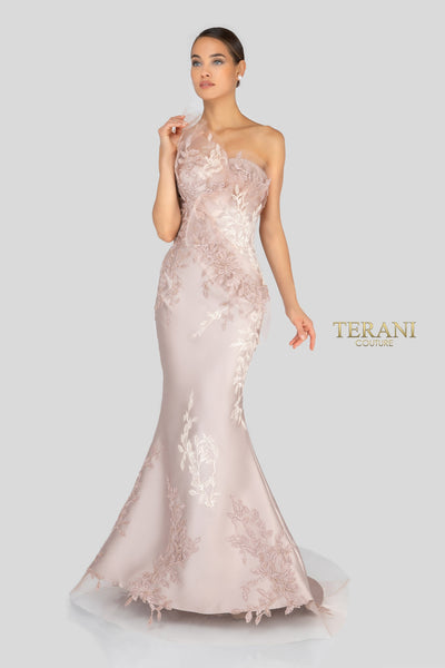 Embellished One Sleeve Evening Gown - 1911E9095
