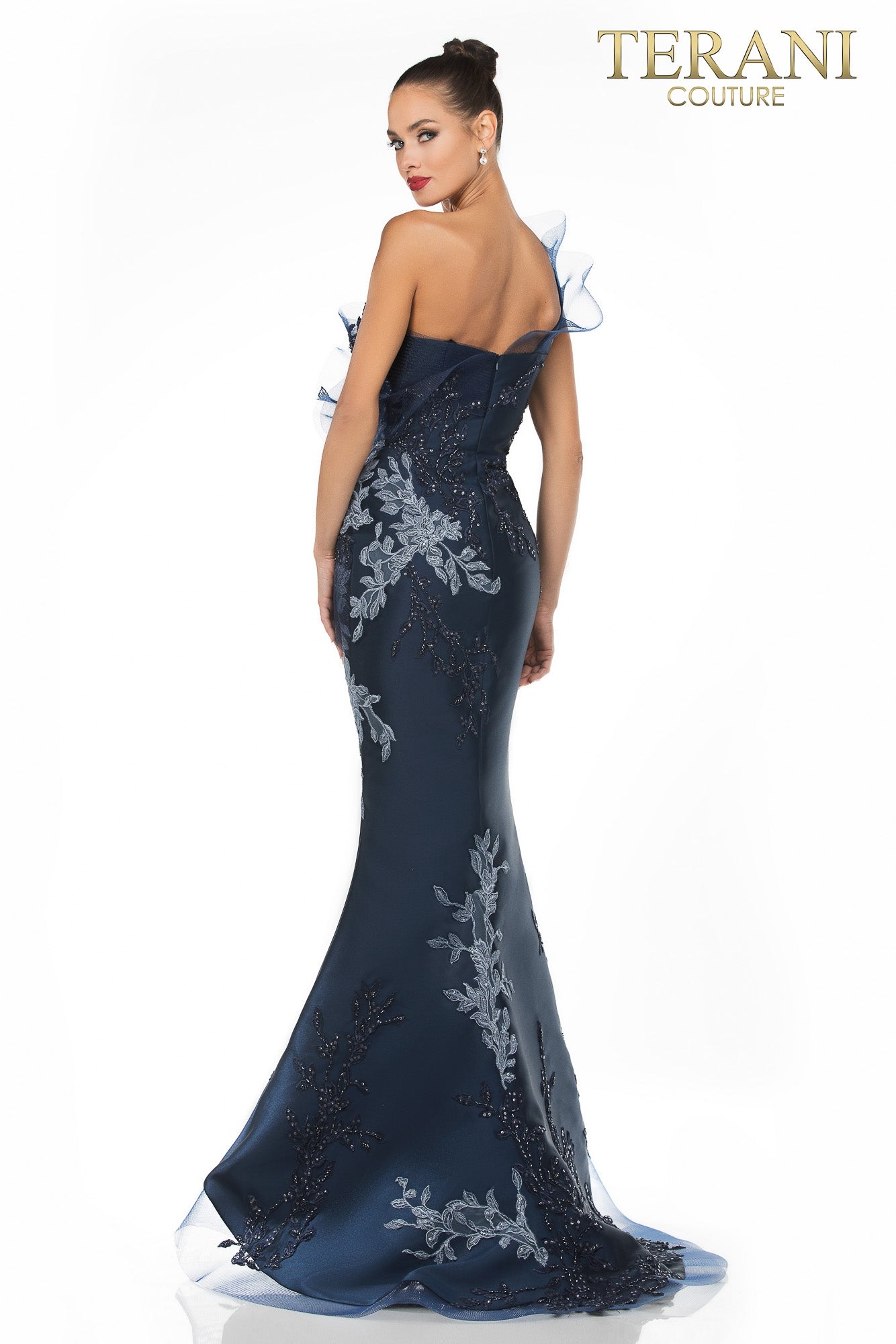 Embellished One Sleeve Evening Gown - 1911E9095