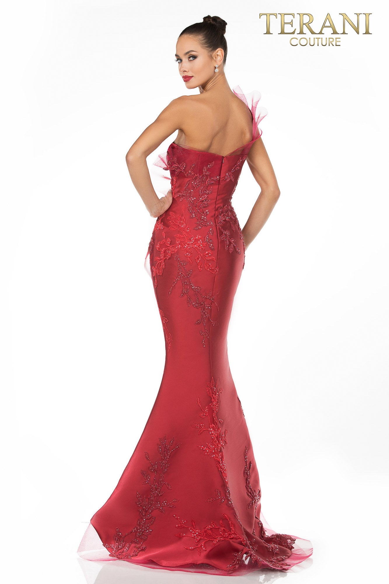 Embellished One Sleeve Evening Gown - 1911E9095