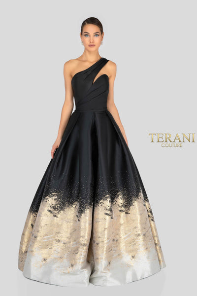 One Shoulder Dramatic Neckline Long Ball Gown - 1912E9180