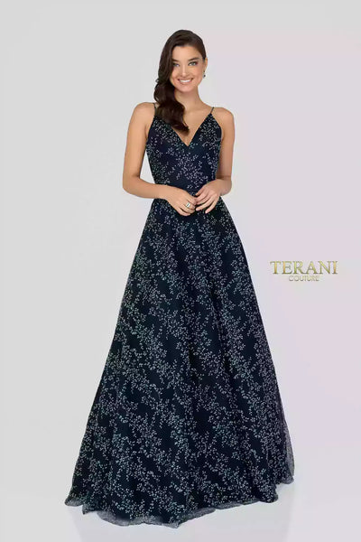 Spaghetti Strap V Neck Low Back Long Ball Gown - 1912P8564