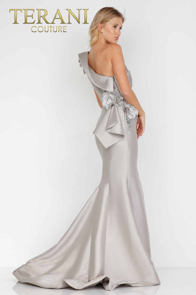 One shoulder Mikado gown with 3D flowers - 2011E2427