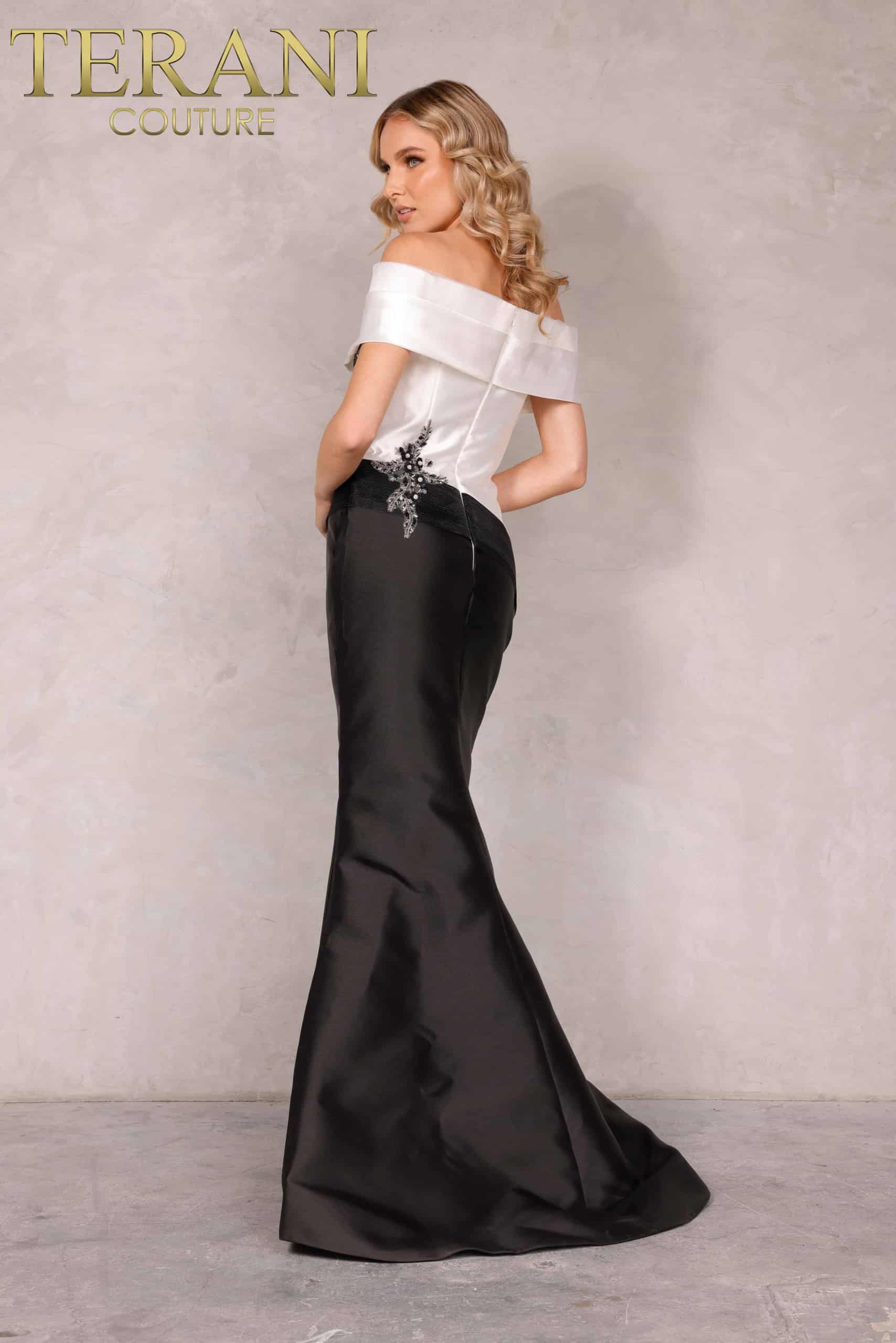 Plus Size Two tone off shoulder Mikado Mother of Bride gown – 2011M2159