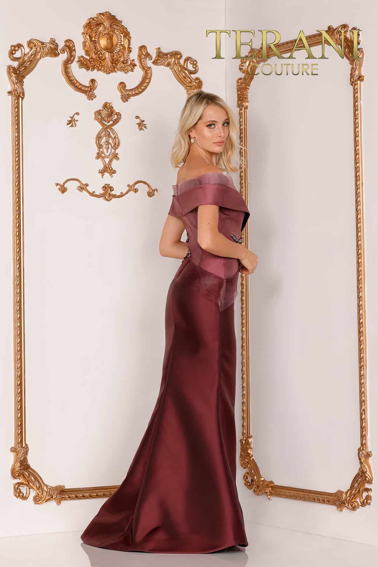 Plus Size Two tone off shoulder Mikado Mother of Bride gown – 2011M2159