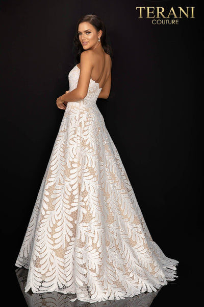Palm Leaf Embroidered Strapless Prom Ball Gown - 2011P1183