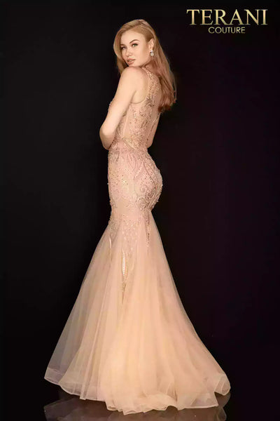 Sleeveless Beaded Illusion Prom Dress - 2011P1452