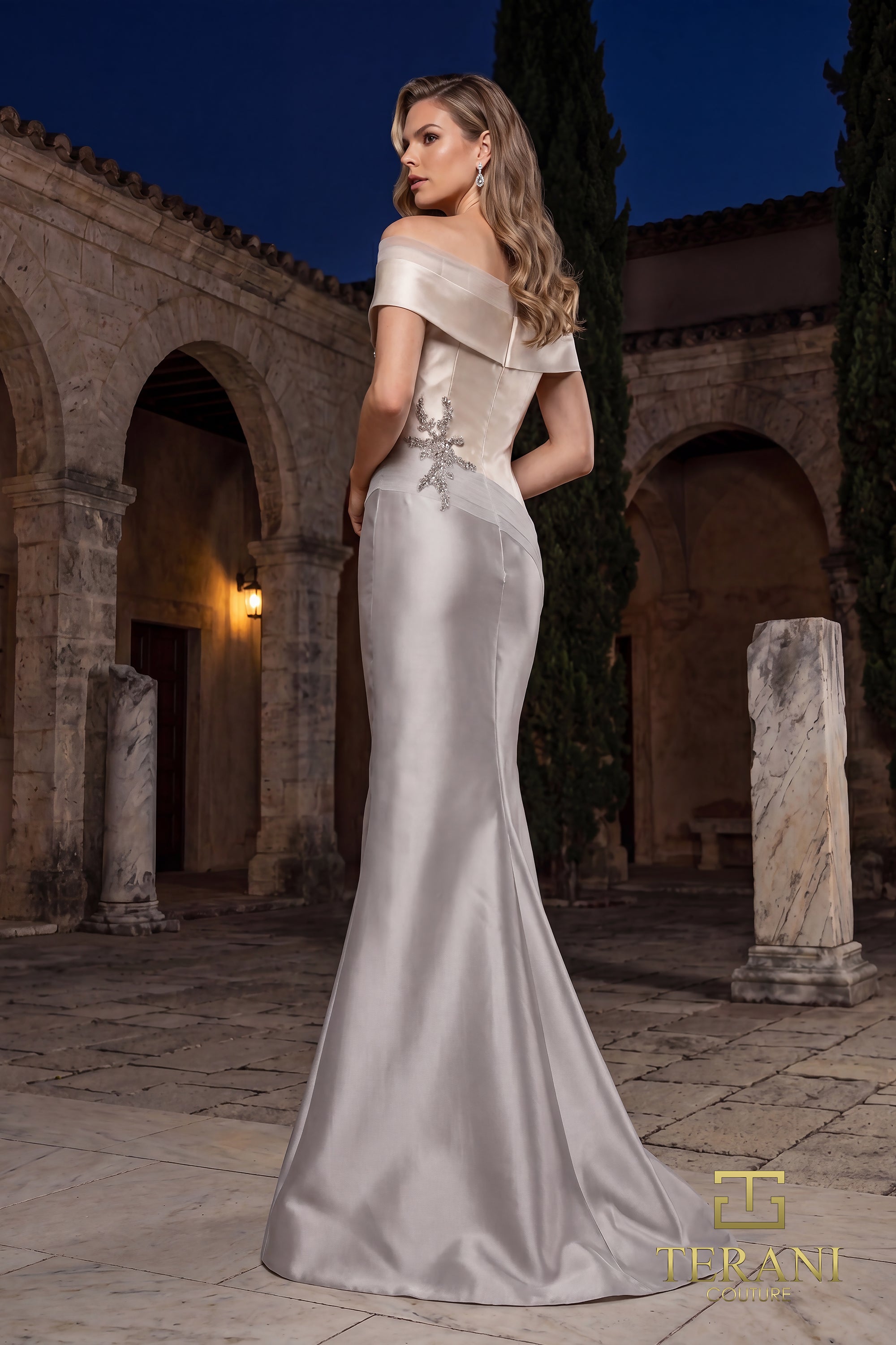 Two tone off shoulder Mikado Mother of Bride gown - 2011M2159