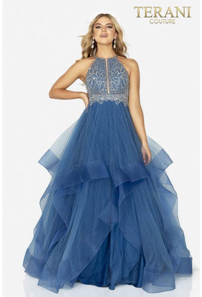 Beaded Bodice Halter Prom Ball Gown - 2011P1217