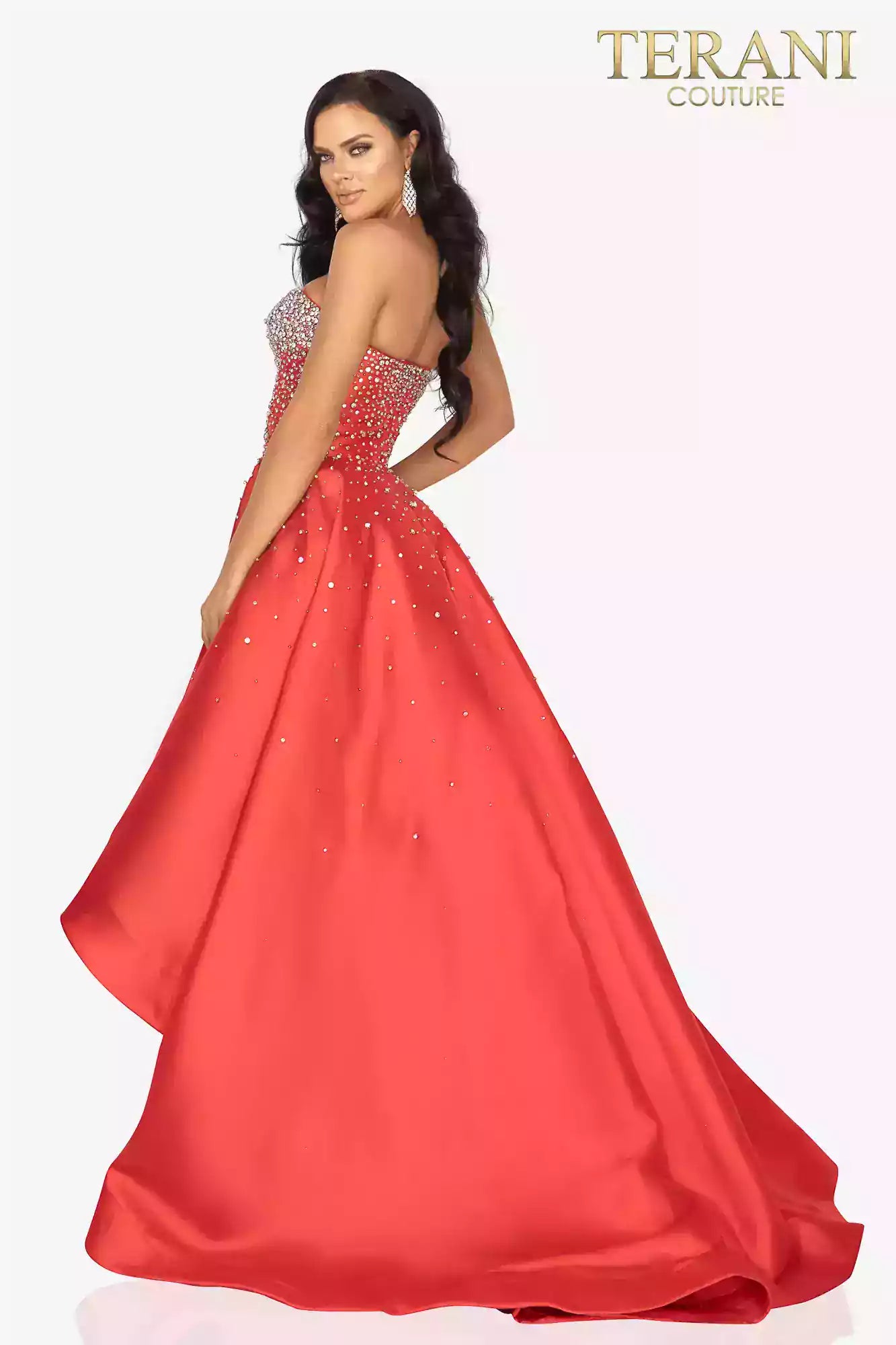 Crystal high low evening dress with a sweetheart neckline - 2012P1286