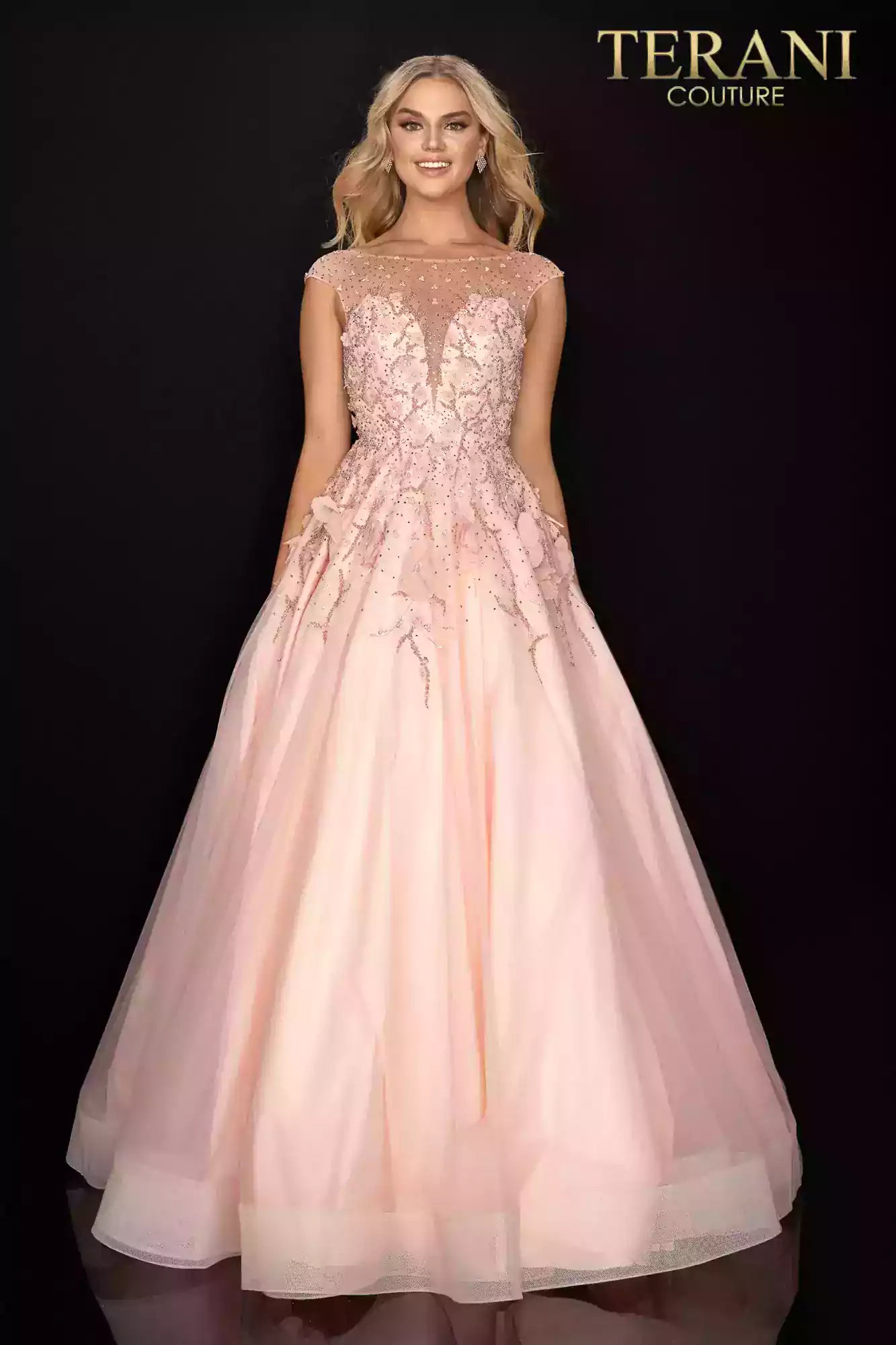 Cap sleeve illusion formal prom ball gown - 2012P1411