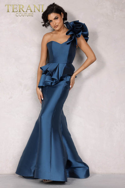 Crimson, Deep Sea Long Mikado Evening Dress - 2021E2809