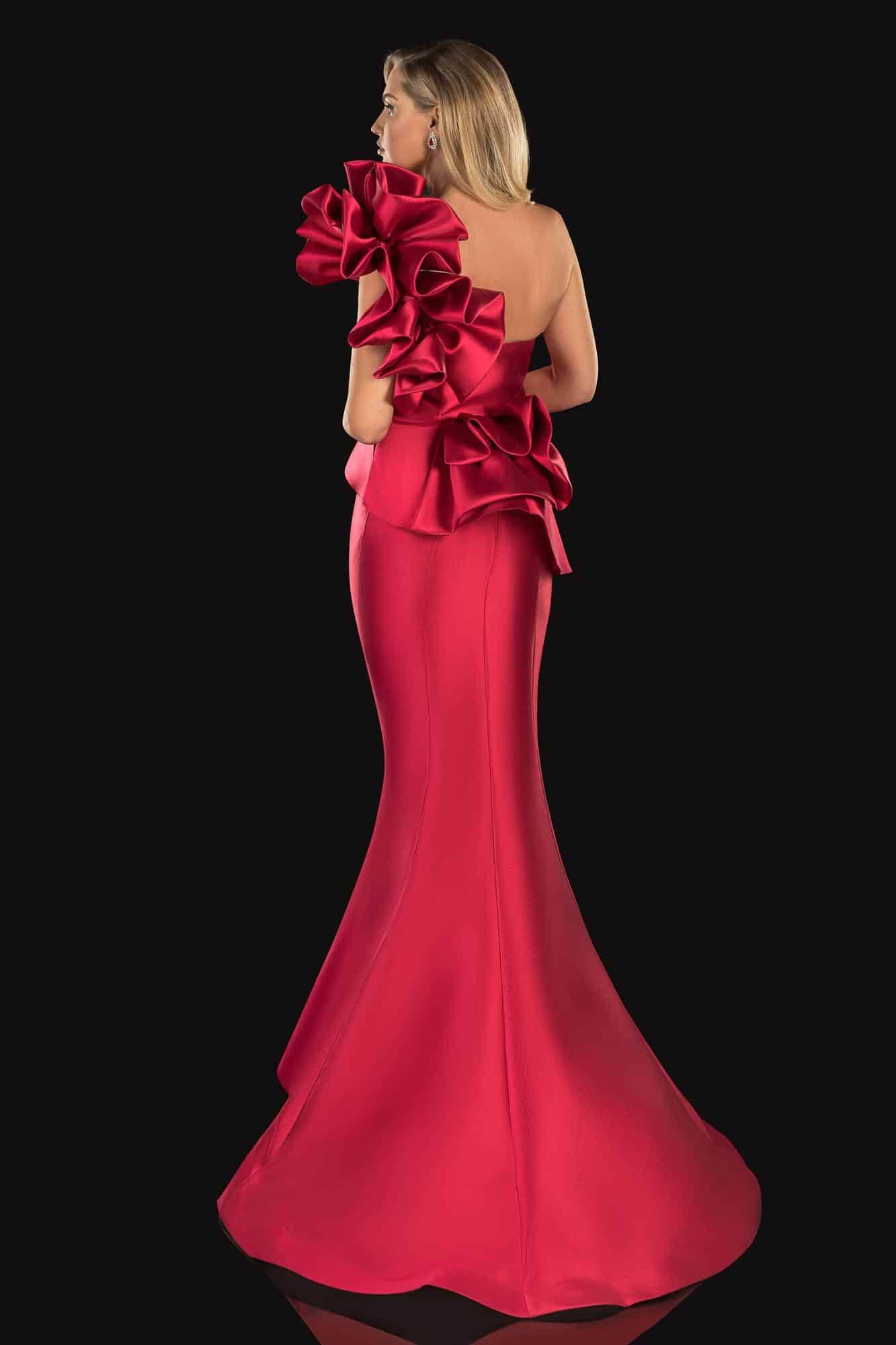 Crimson, Deep Sea Long Mikado Evening Dress - 2021E2809