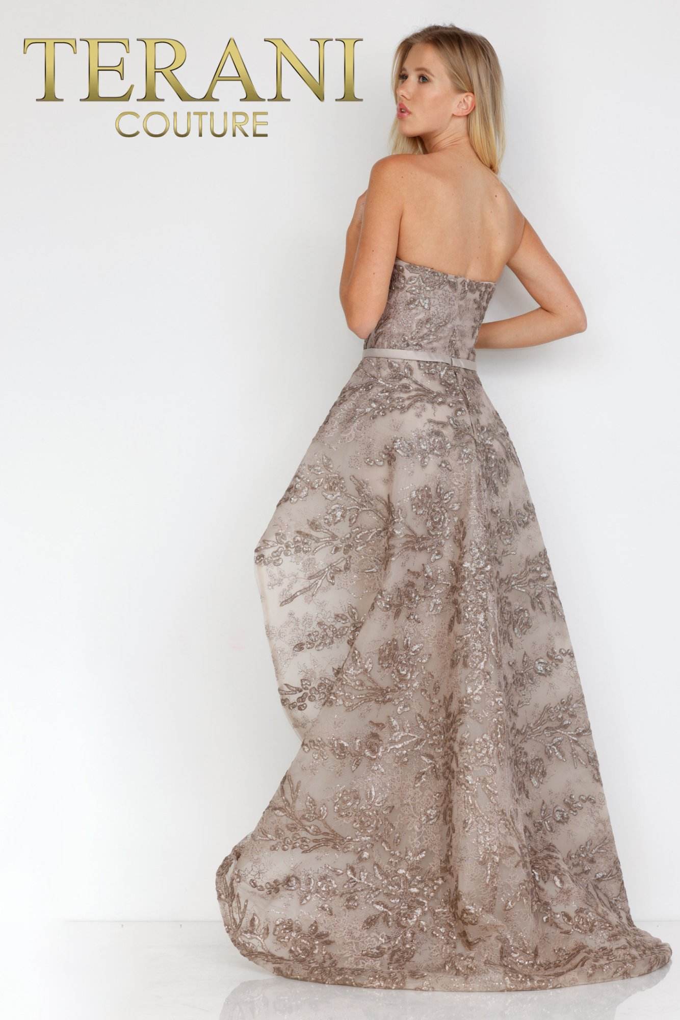 Evening Strapless Gown with Overskirt - 2021E2865