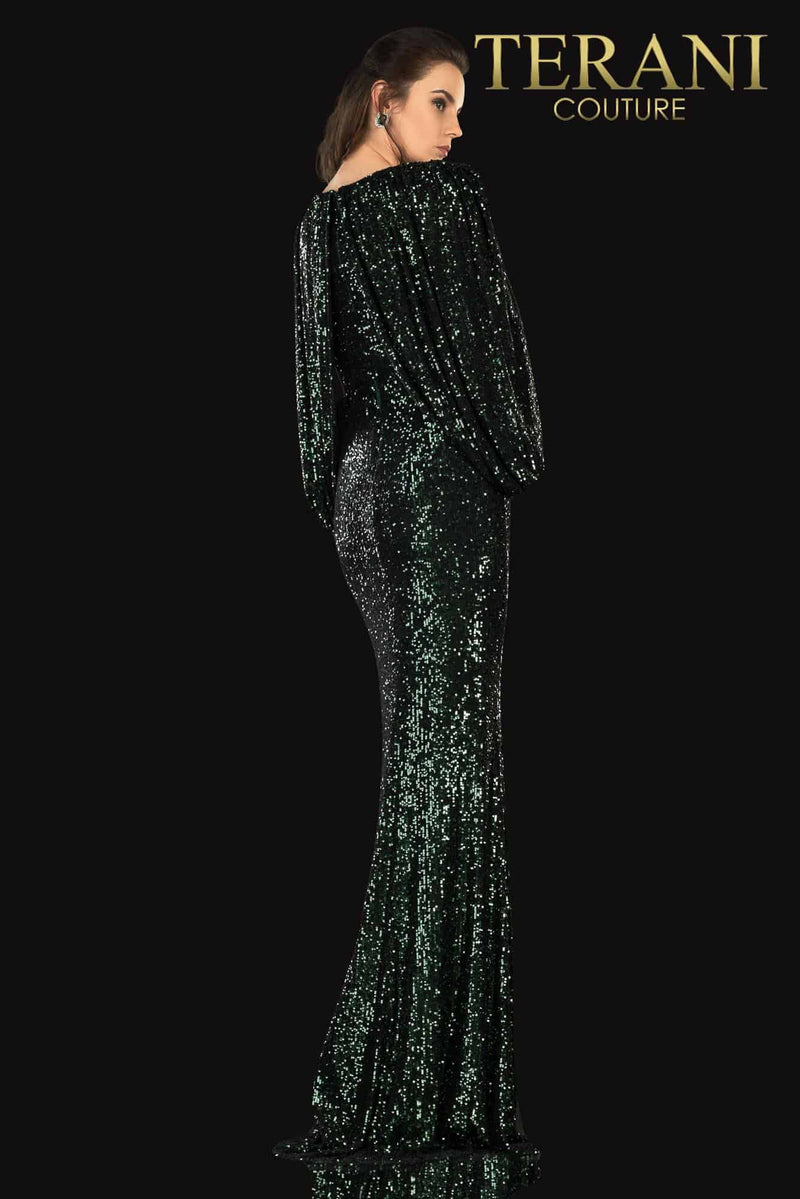Cape Sleeve Sequin Long Dress - 2021M2962