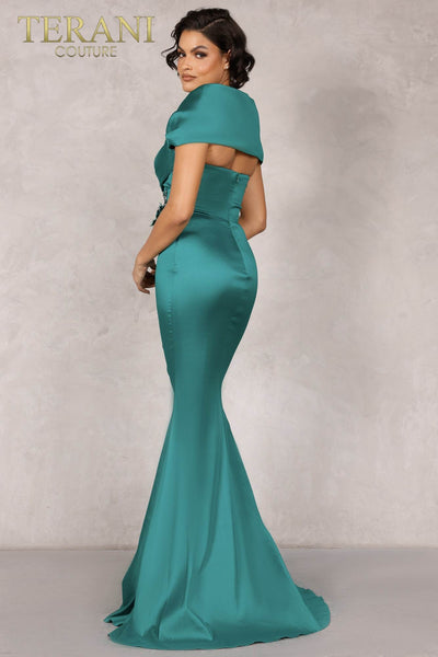 Emerald Long Stretch Mikado Mother of the Bride Dress - 2021M2969
