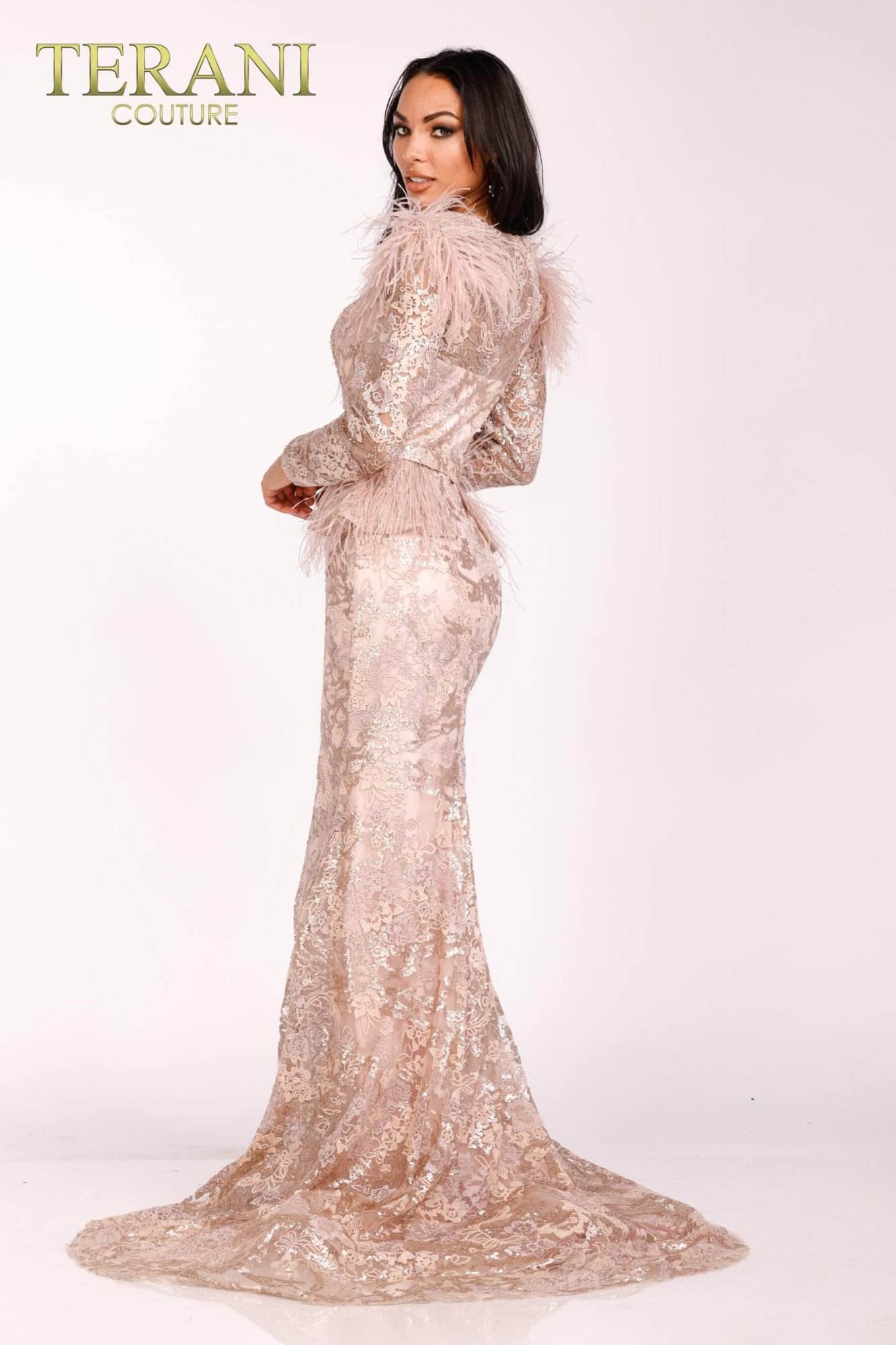 Dusty Rose sequin evening dress 2027E2933 by Terani Couture. Dusty Rose sequin evening dress 2027E2933 by Terani Couture.