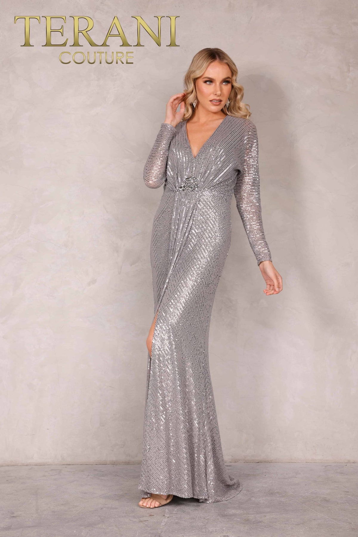 Sequined fabric V neck Full Sleeves - 2111M5280