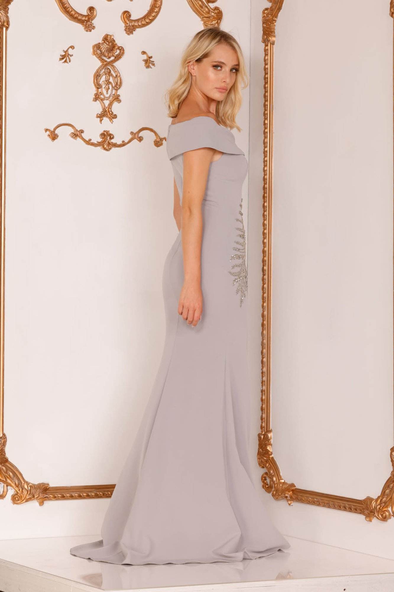 Plus Size Sleek Mother Of The Bride Dress With Asymmetric Embellishments – 2111M5289