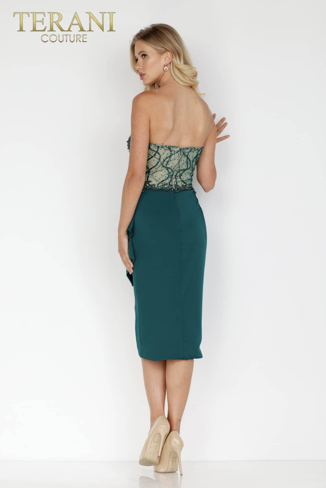 Red Long Stretch Crepe Cocktail Dress - 2221C0353