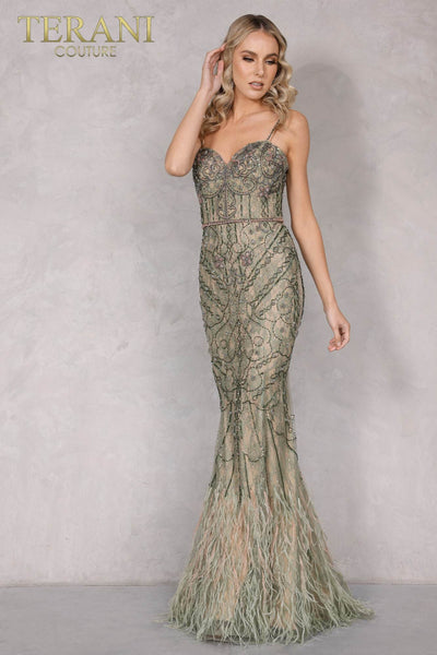 Spaghetti Strap Long Beaded Dress - 2221GL0415