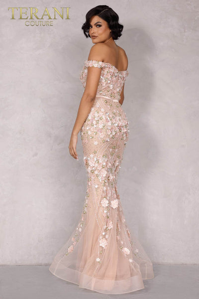 Blush Multi Long Beaded Tulle Dress - 2221GL0424