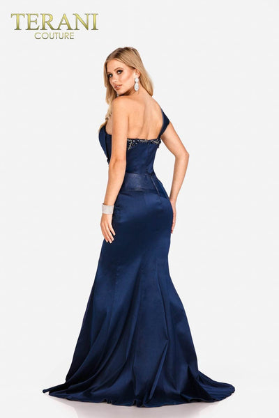 Sleeveless Formal Floor Length Gown in Navy- 231E0253