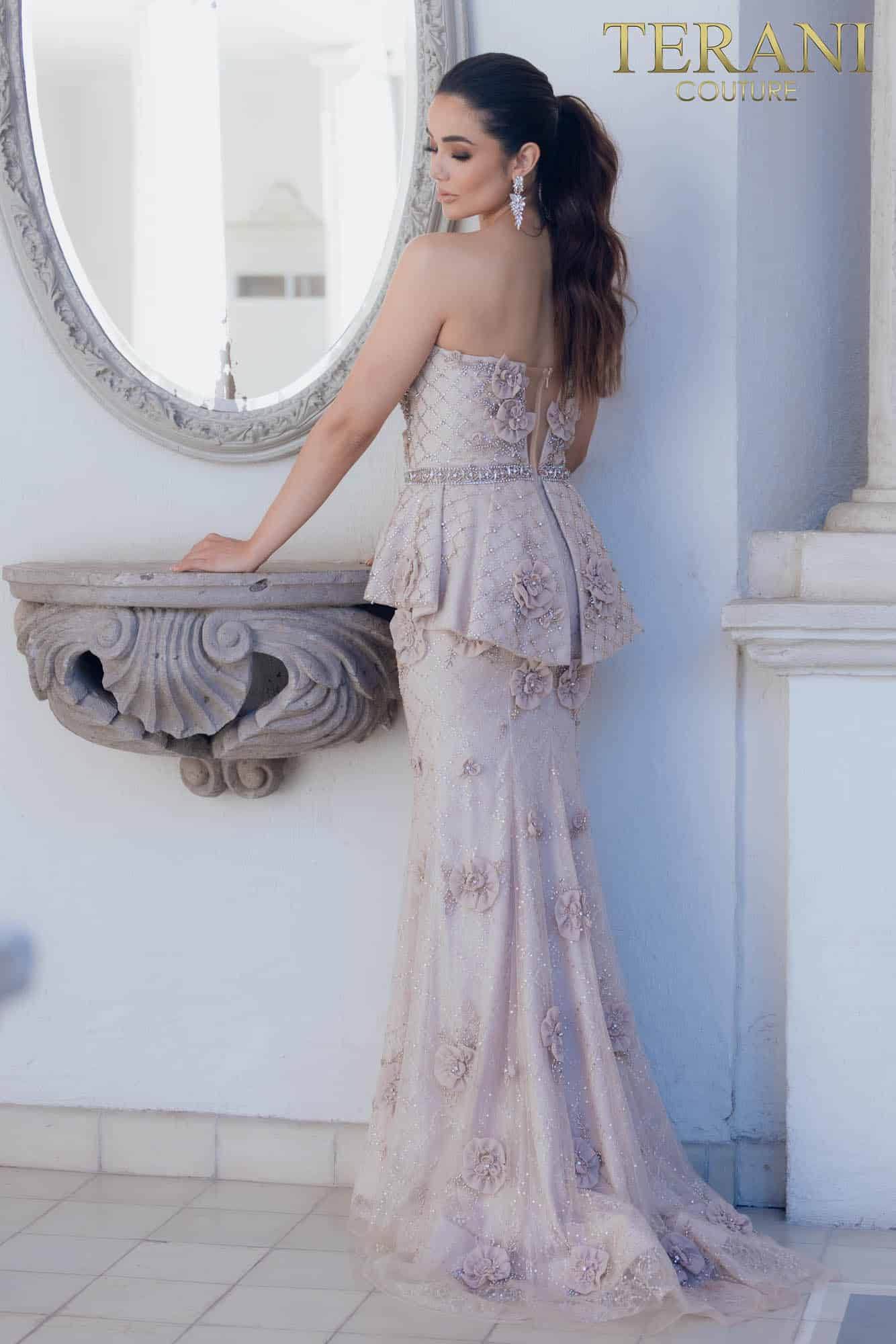 Strapless Peplum Tiered Mermaid Dress - 231E0307
