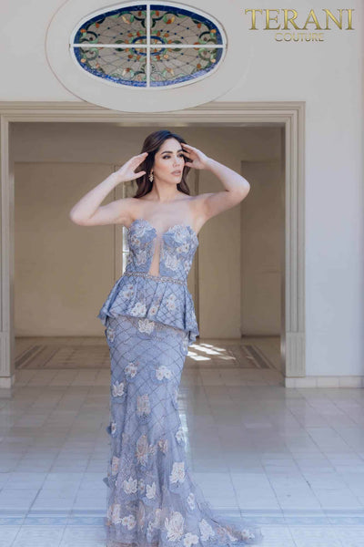Strapless Peplum Tiered Mermaid Dress - 231E0307