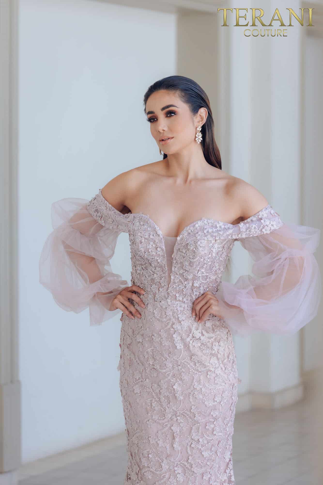 Long Evening Mermaid Lace Dress- 231E0515