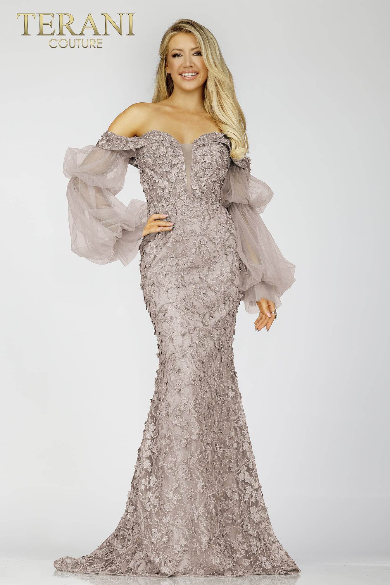 Long Evening Mermaid Lace Dress- 231E0515