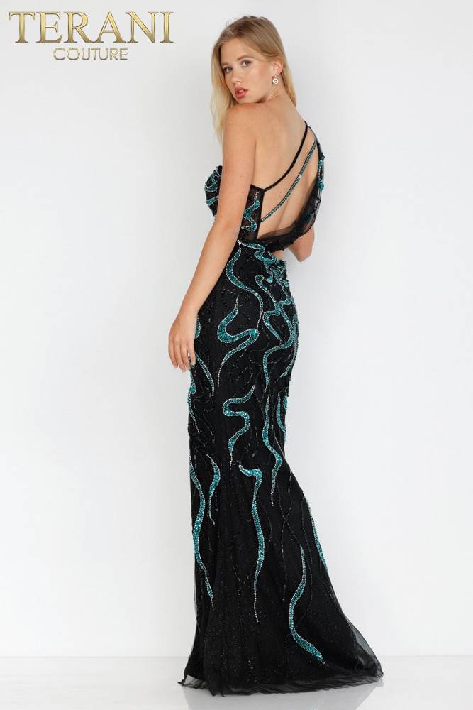 Mesh Black Green Pageant Dress - 231GL0399