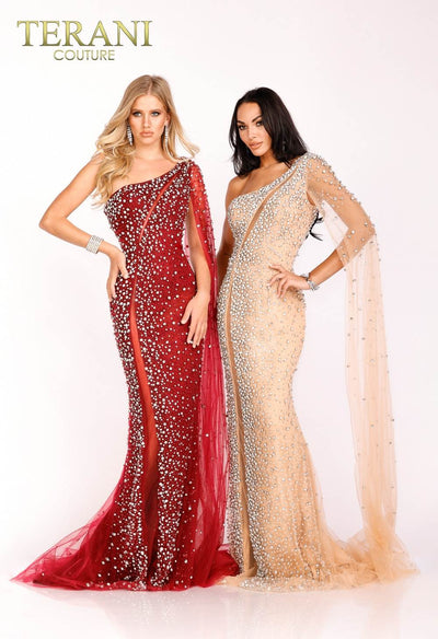 Tulle Pageant Dress with One Shoulder Cape Sleeve - 231GL0401