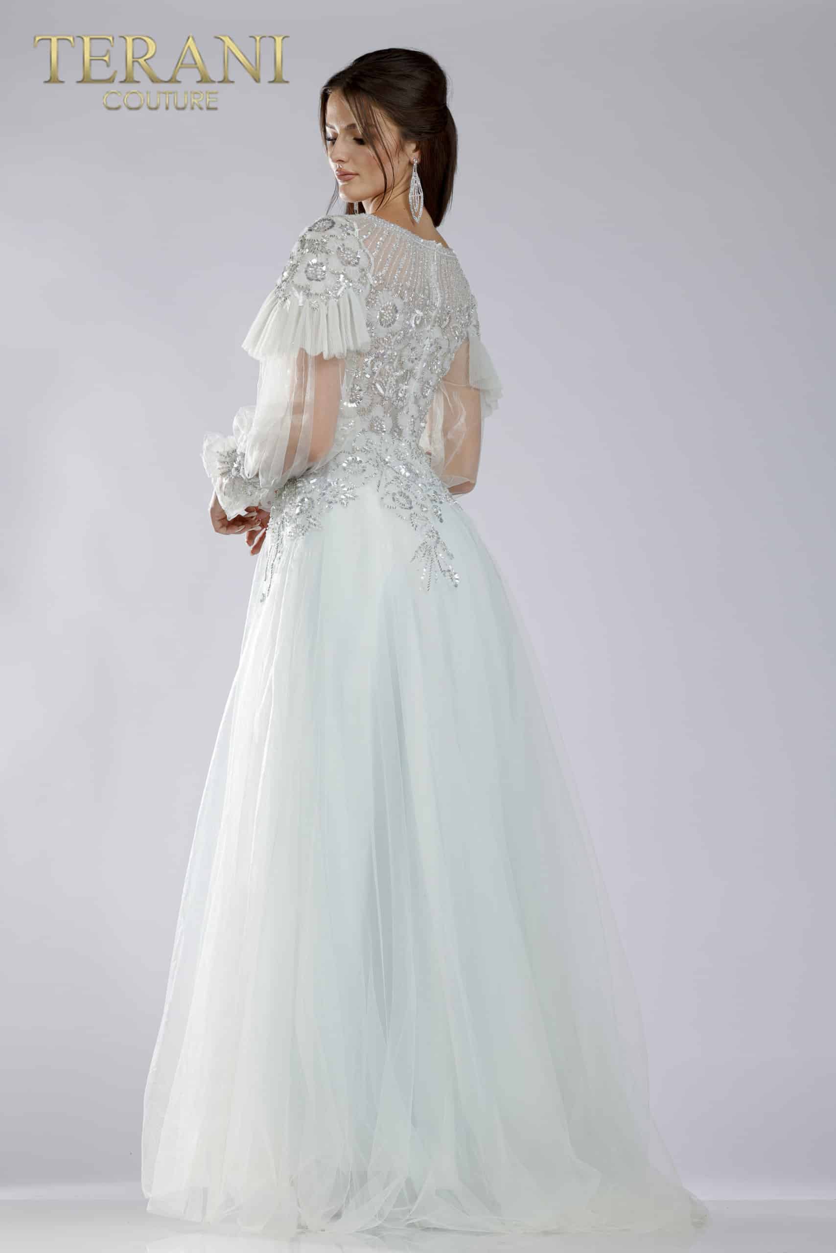 Silver Cap sleeves dress with pleated flare - 231M0489