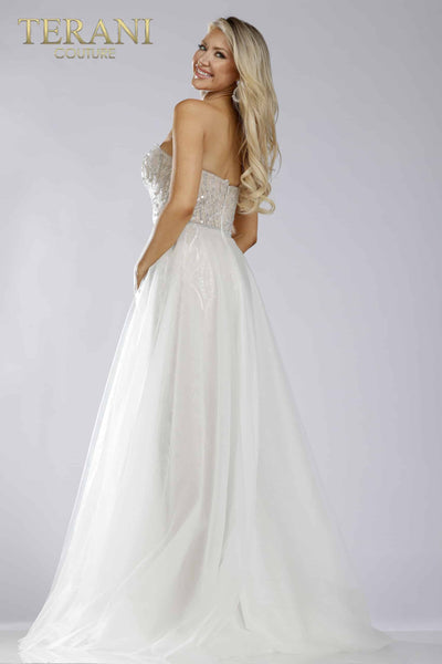 Detachable train prom gown with deep V-neck - 231P0029