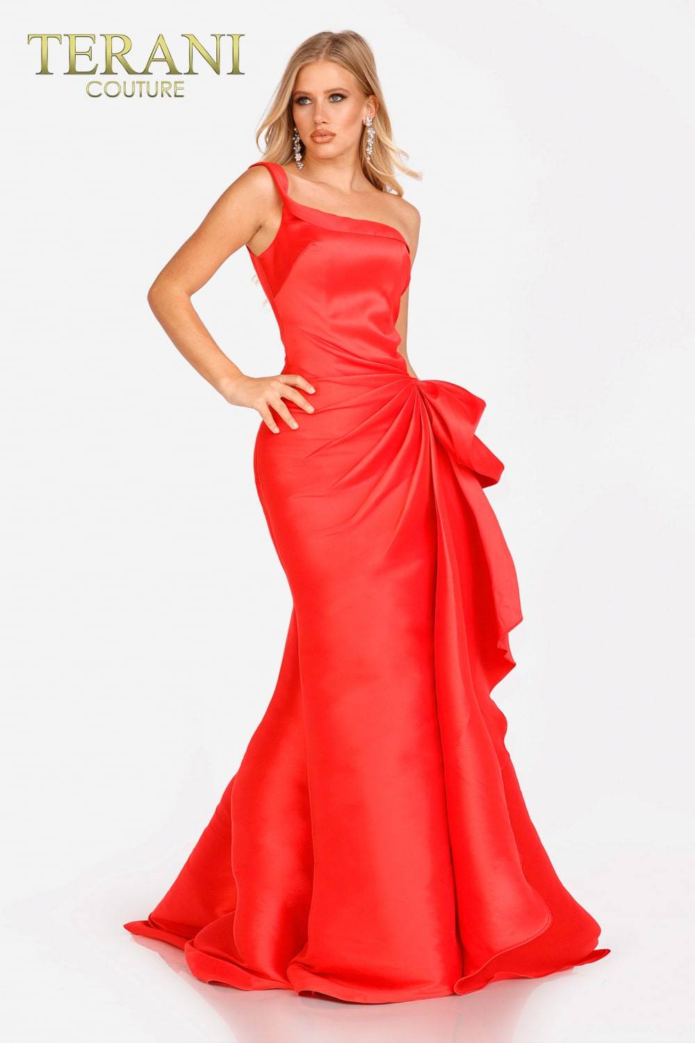 One Shoulder Ruched Waist Prom Gown - 231P0049