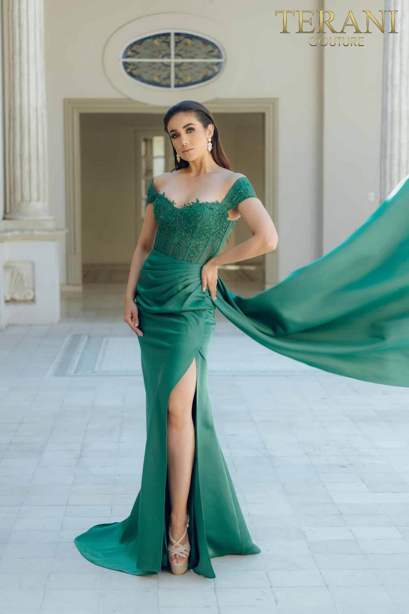 Off-Shoulder Extra Flare Prom Gown - 231P0061