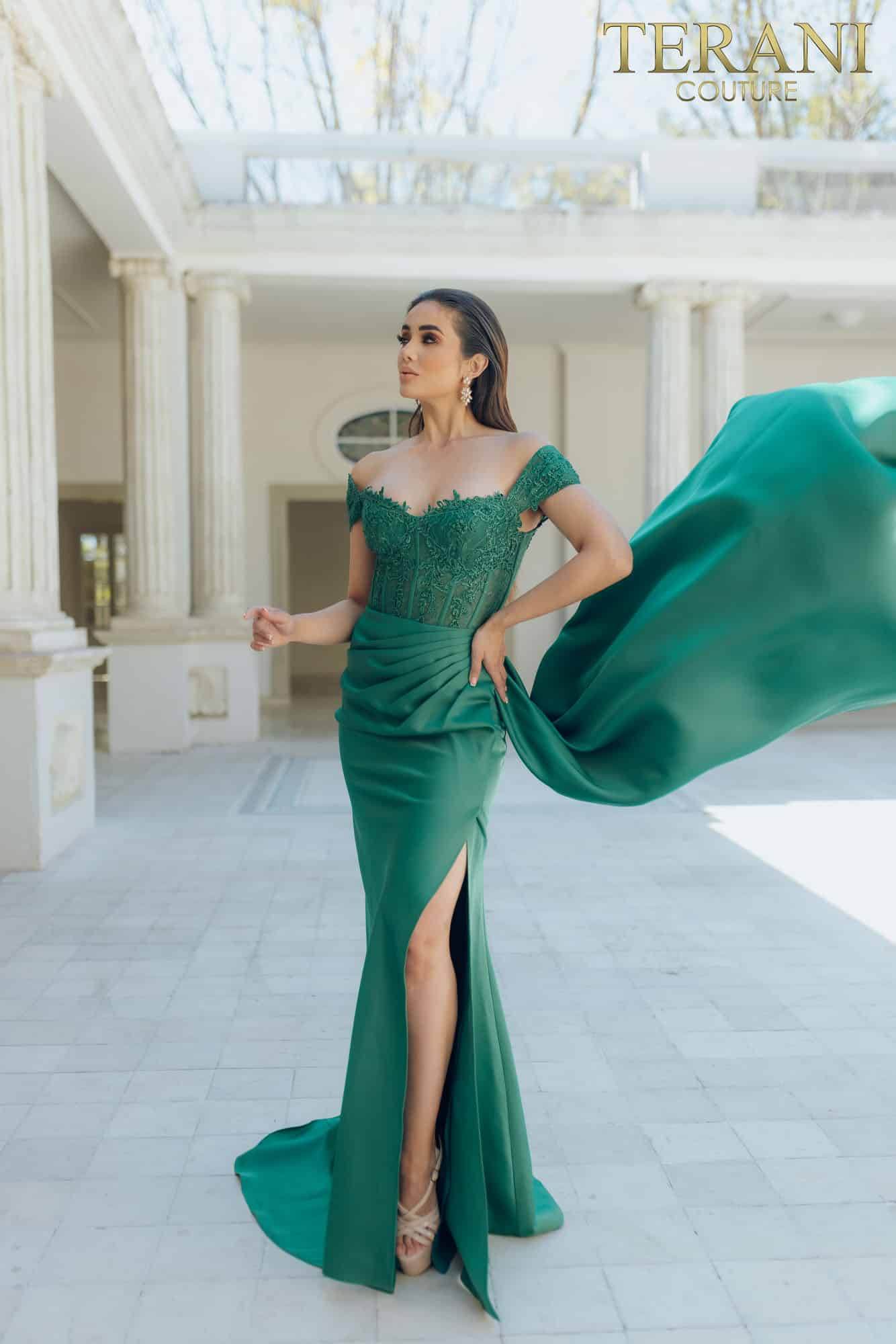 Off-Shoulder Extra Flare Prom Gown - 231P0061