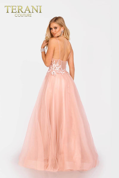 Coral Embellished Bodice Prom Dress with Extra Flare - 231P0582