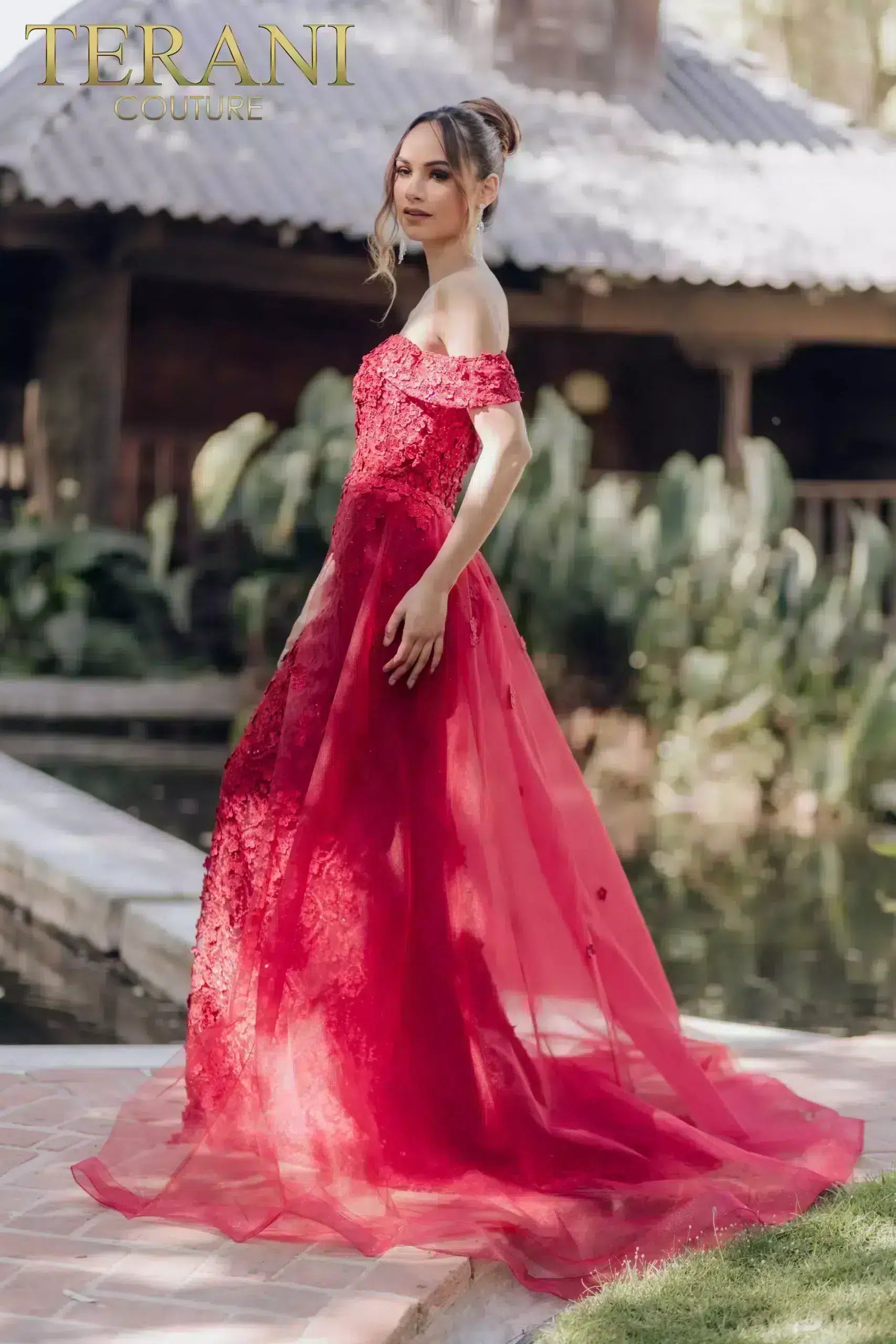Off Shoulder Mermaid Embroidery V-neck Overskirt Dress - 232E1203