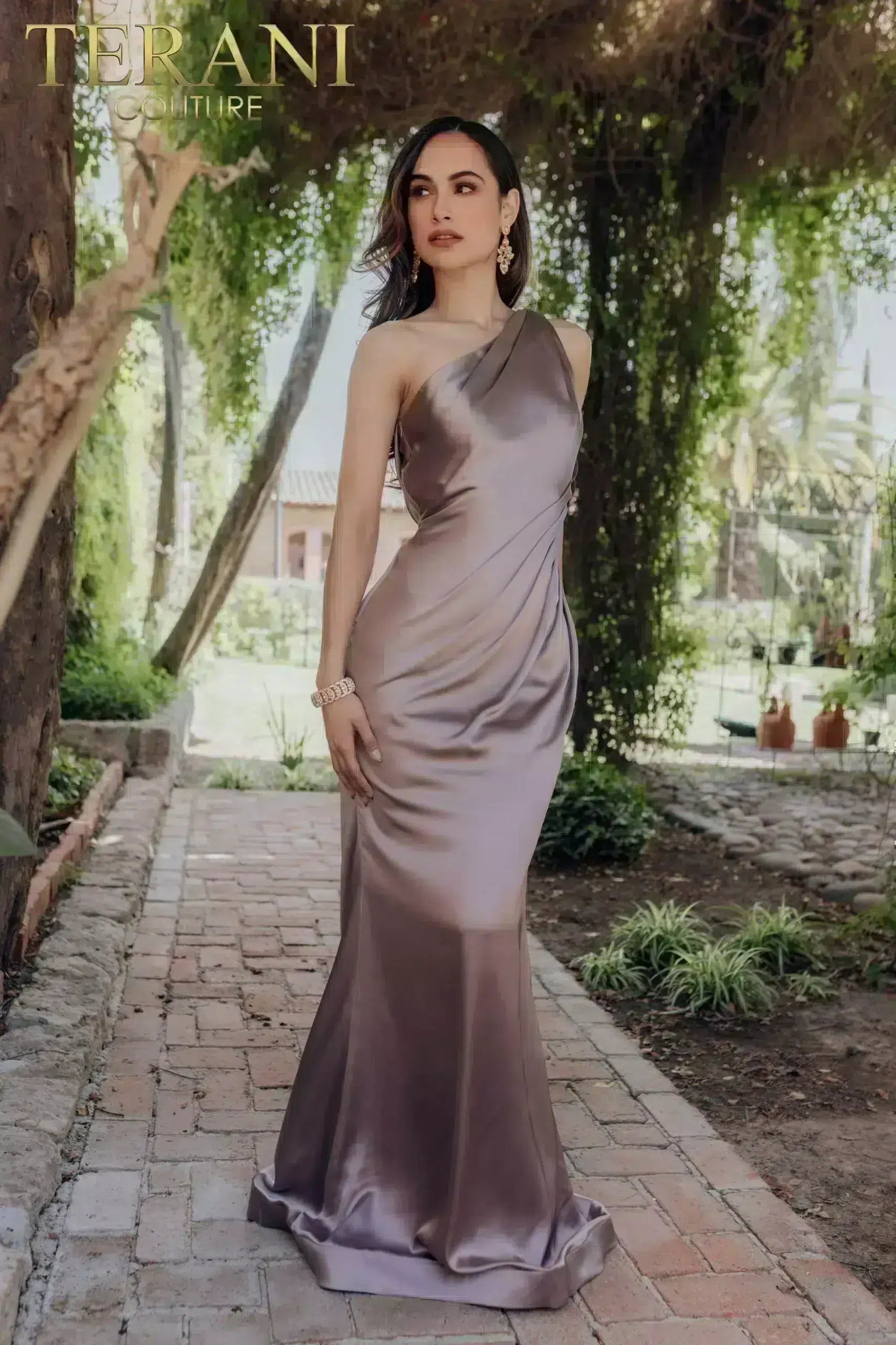 Asymmetrical Sleeveless Satin One Shoulder Evening Dress - 232E1228
