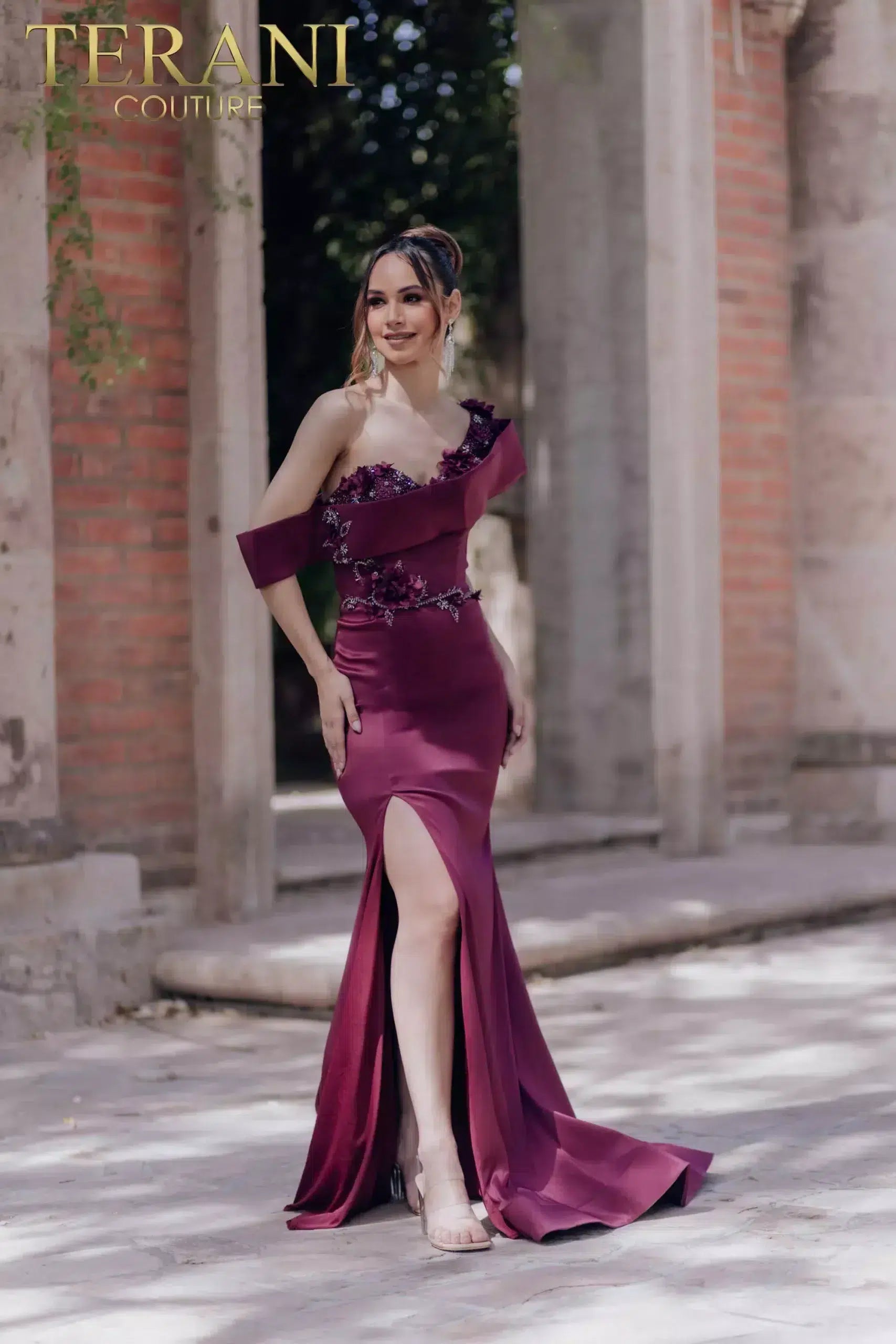Asymmetrical Off Shoulder Mermaid Bodycon Evening Dress - 232E1240