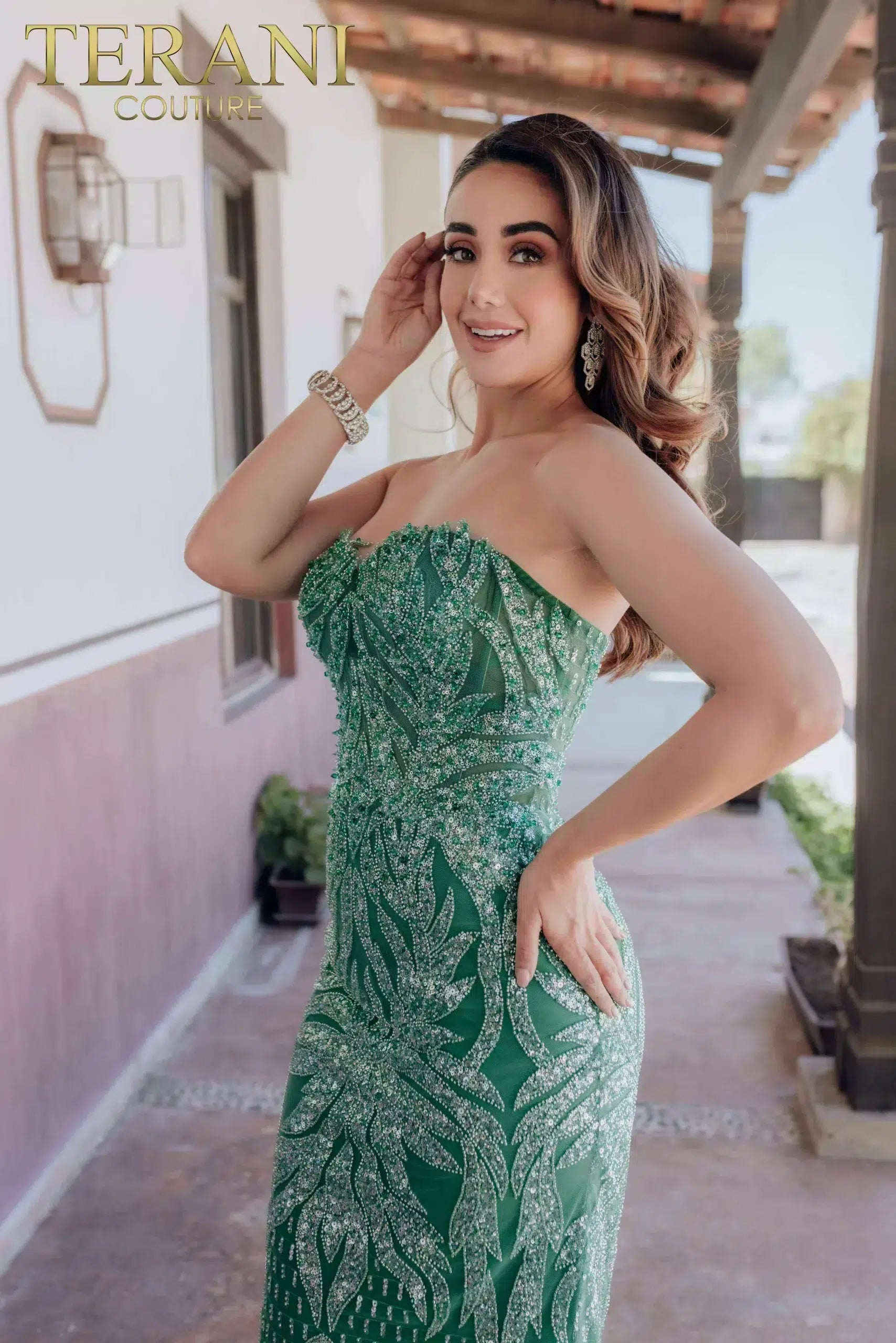 Strapless Embroidery Sparkly Mermaid Long Dress - 232GL1442